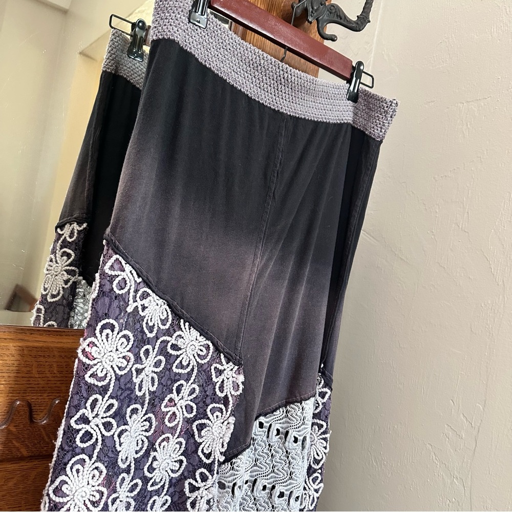 Anthropologie Aratta Silent Journey Black and Gray Patchwork Maxi Skirt - Picture 3 of 11